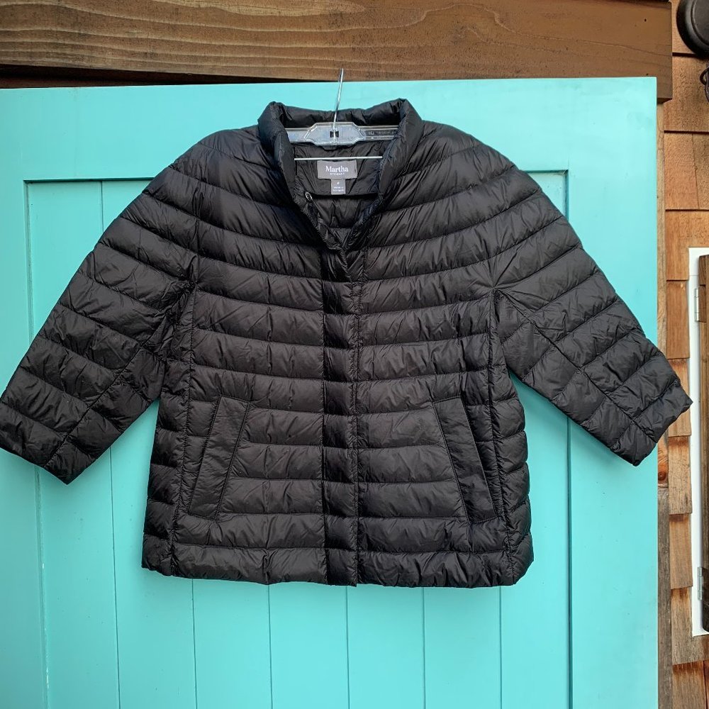 Black 3/4 Sleeve Down Puffer